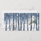 Poolvos in winterbos met sterrenkertkaart feestdagenkaart (Voorkant)