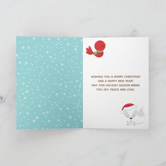 Poolvos Kerstbos Prettig Kerstfeest Feestdagen Kaart (Binnen)