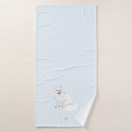 Poolvos Kunst op Ijsblauwe Achtergrond 3-delig Bad Handdoek
