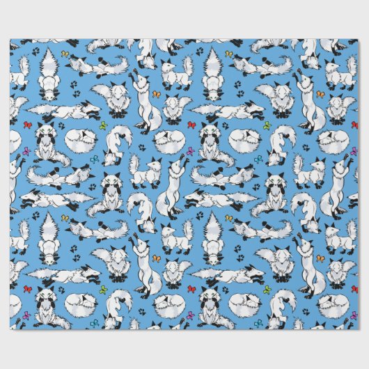 Poolvos op Blauw Verpakkend Document Cadeaupapier (Vlak)