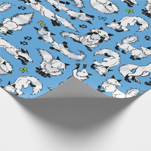 Poolvos op Blauw Verpakkend Document Cadeaupapier (Hoek)