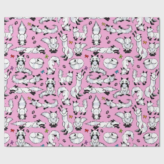 Poolvos op Roze Verpakkend Document Cadeaupapier (Vlak)