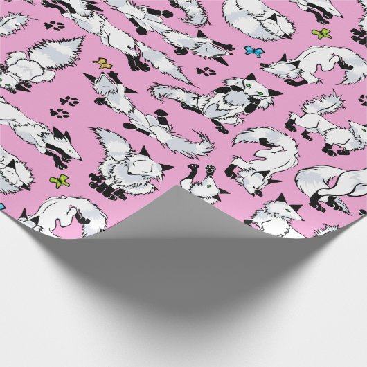 Poolvos op Roze Verpakkend Document Cadeaupapier (Hoek)