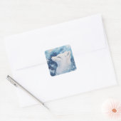 Poolvosportret met slapende ogen vierkante sticker (Envelop)