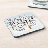 poolvossen-winterlandschap bier onderzetter (Linkerzijde)
