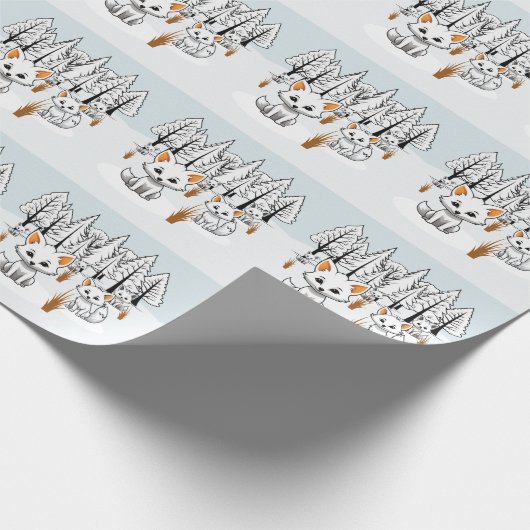 poolvossen-winterlandschap cadeaupapier (Hoek)