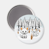 poolvossen-winterlandschap magneet (Voorkant / Achterkant)