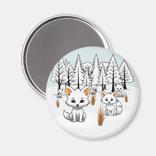 poolvossen-winterlandschap magneet (Voorkant / Achterkant)