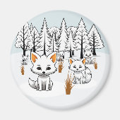 poolvossen-winterlandschap magneet (Voorkant)