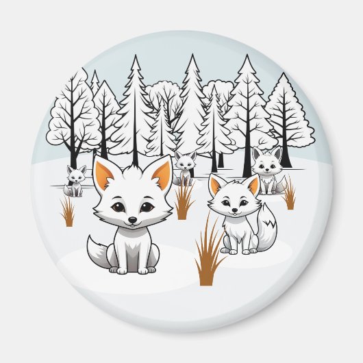 poolvossen-winterlandschap magneet (Voorkant)