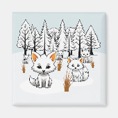 poolvossen-winterlandschap magneet (Voorkant)