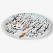 poolvossen-winterlandschap papieren bordje (Gekanteld)