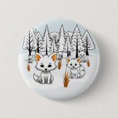 poolvossen-winterlandschap ronde button 5,7 cm (Voorkant)
