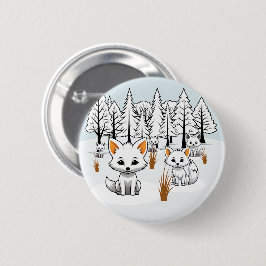 poolvossen-winterlandschap ronde button 5,7 cm