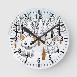 poolvossen-winterlandschap ronde klok