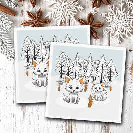 poolvossen-winterlandschap servet