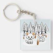 poolvossen-winterlandschap sleutelhanger (voorkant)