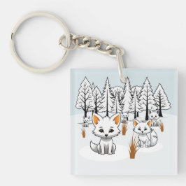 poolvossen-winterlandschap sleutelhanger