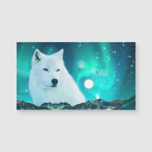 Poolwolf en magische nacht met noorderlicht (Voorkant)