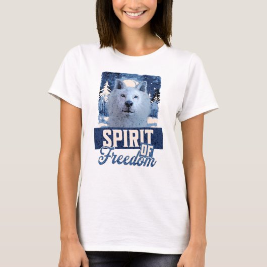 Poolwolf Geest van Vrijheid Natuurontwerp T-shirt (Voorkant)