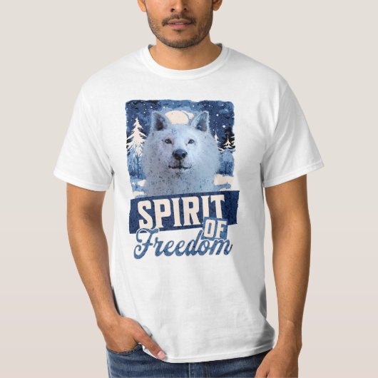 Poolwolf Geest van Vrijheid Natuurontwerp T-shirt (Voorkant)