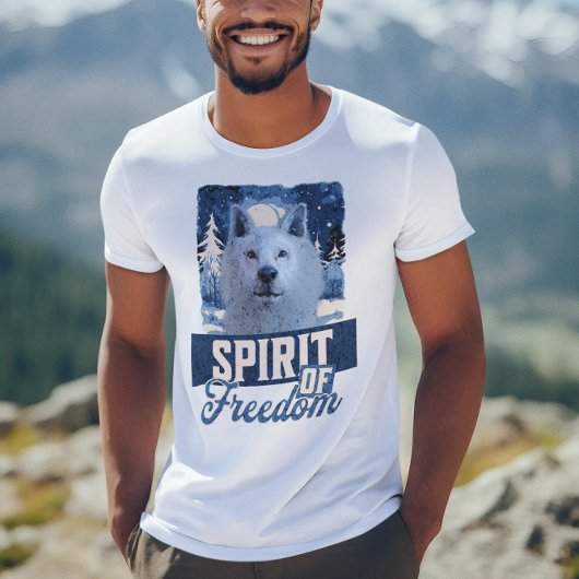 Poolwolf Geest van Vrijheid Natuurontwerp Tri-Blend Shirt