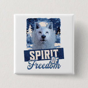 Poolwolf Geest van Vrijheid Wilde Natuur Ontwerp Vierkante Button 5,1 Cm