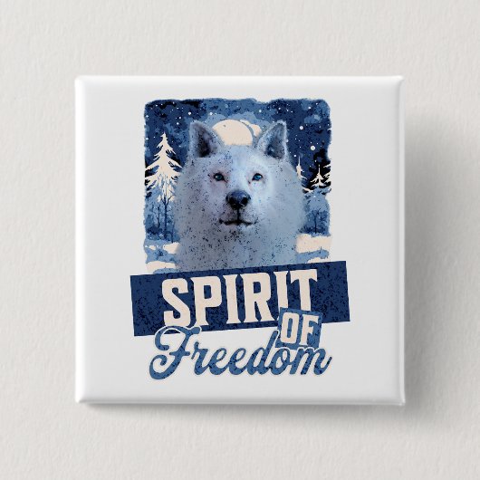 Poolwolf Geest van Vrijheid Wilde Natuur Ontwerp Vierkante Button 5,1 Cm (Voorkant)