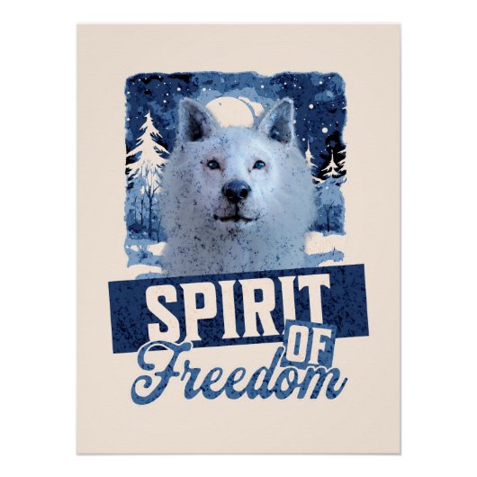 Poolwolf Geest van Vrijheid Wilde Ontwerpen Perfect Poster (Voorkant)