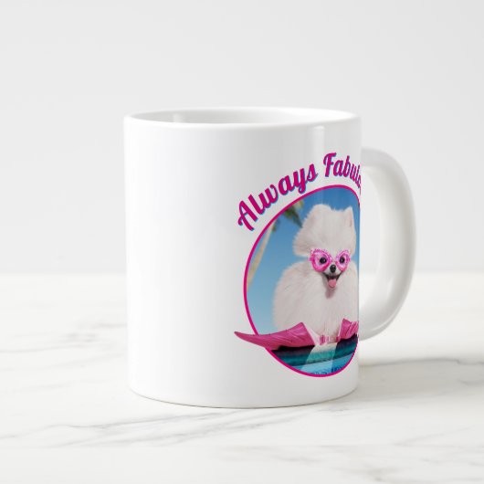 Poolzijdehond in veters grote koffiekop (Voorkant rechts)