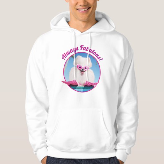 Poolzijdehond in veters hoodie (Voorkant)