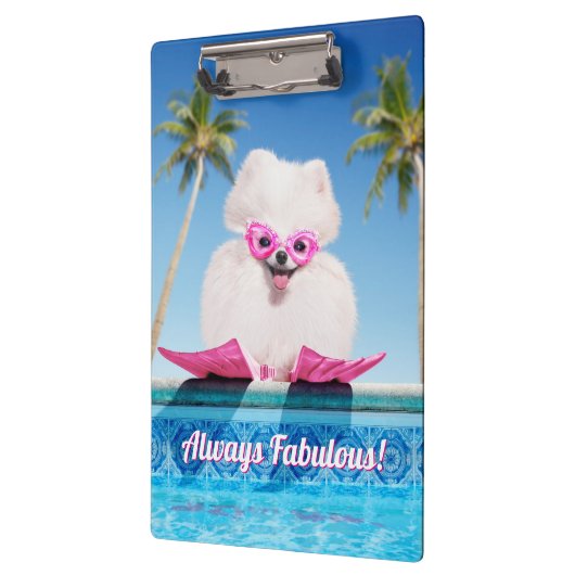 Poolzijdehond in veters klembord (Links)