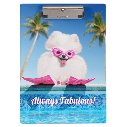 Poolzijdehond in veters klembord (Voorkant)