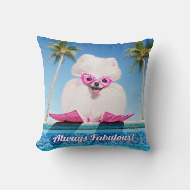 Poolzijdehond in veters kussen (Voorkant)