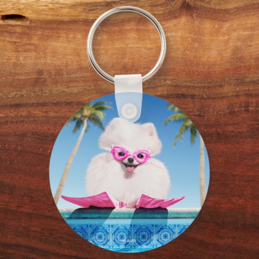 Poolzijdehond in veters sleutelhanger (Voorkant)