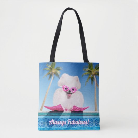 Poolzijdehond in veters tote bag (Voorkant)