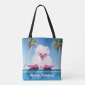 Poolzijdehond in veters tote bag (Achterkant)