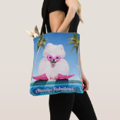 Poolzijdehond in veters tote bag (Dichtbij)