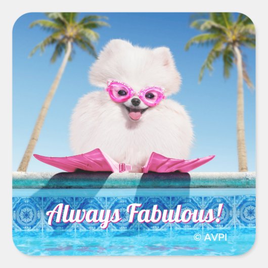 Poolzijdehond in veters vierkante sticker (Voorkant)