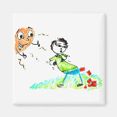 Poop Bricks | Sun-duimen tot Man poopende stenen Magneet (Voorkant)