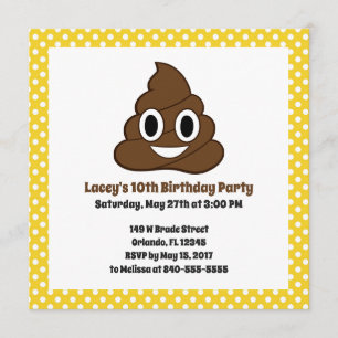Poop Emoji Birthday-uitnodiging Kaart
