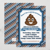 Poop Emoji Boy Birthday Uitnodiging (Voorkant / Achterkant)
