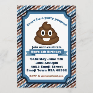 Poop Emoji Boy Birthday Uitnodiging