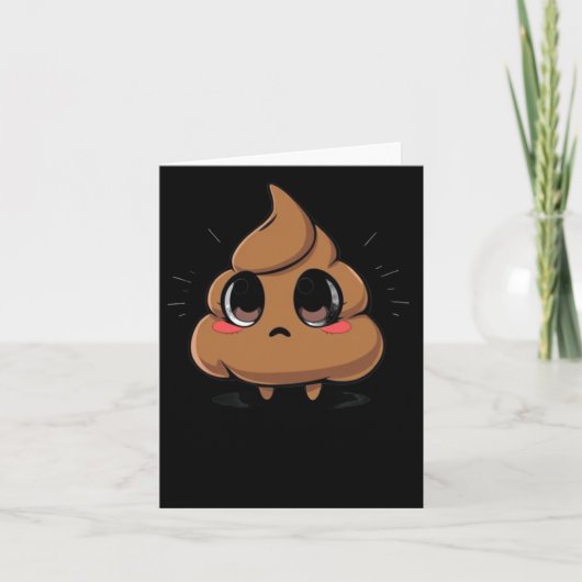 Poop Emoji Chibi Sticker Kaart (Voorkant)