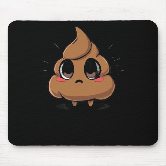Poop Emoji Chibi Sticker Muismat (Voorkant)