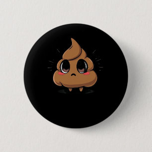 Poop Emoji Chibi Sticker Ronde Button 5,7 Cm