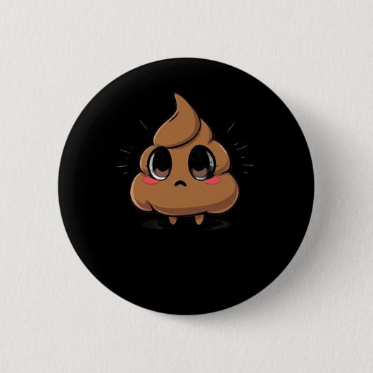 Poop Emoji Chibi Sticker Ronde Button 5,7 Cm (Voorkant)