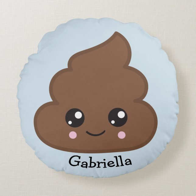 Poop Emoji Decorative Round Sierkussen Rond Kussen (Voorkant)