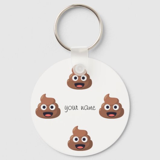 Poop Emoji Face en '' Jouw naam here " Sleutelhanger (Voorkant)