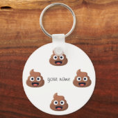 Poop Emoji Face en '' Jouw naam here " Sleutelhanger (Voorkant)